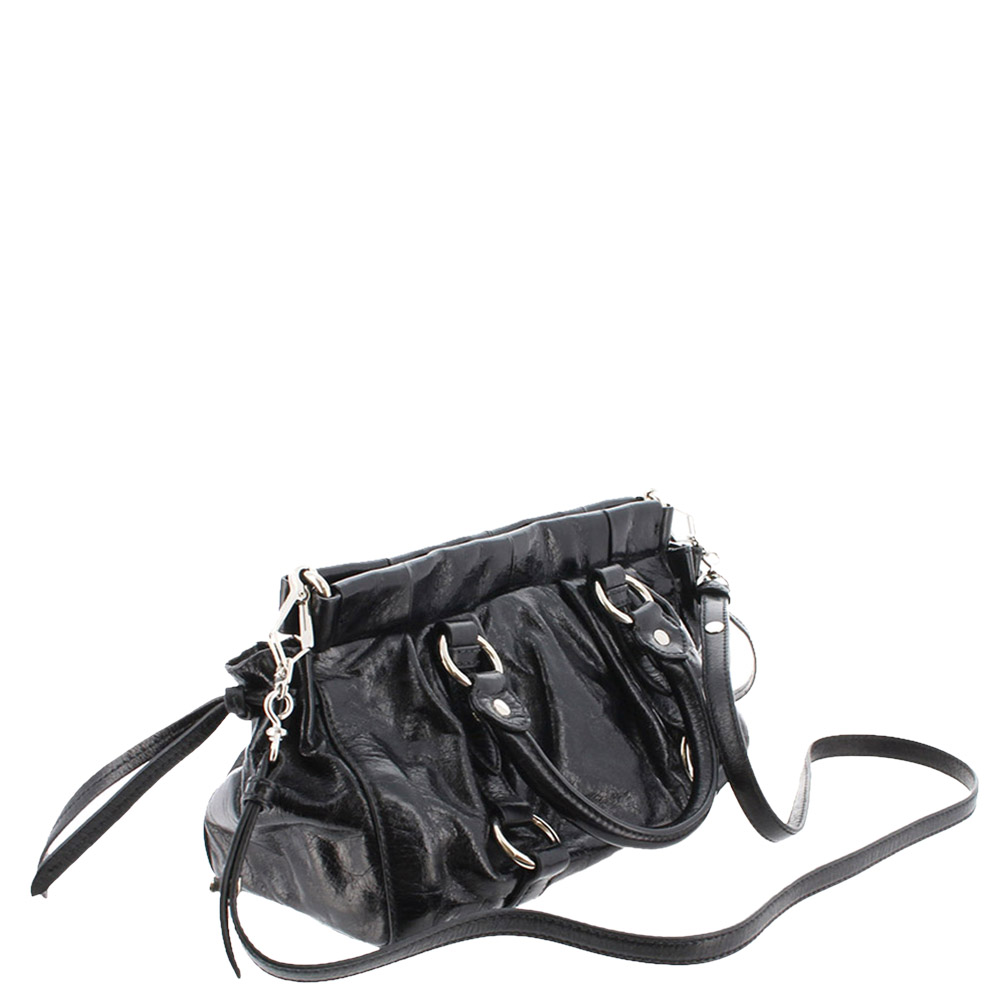 

Miu Miu Black Leather Vitello Shine Satchel Bag