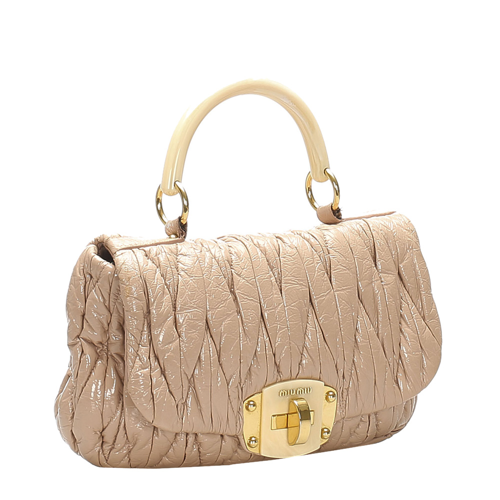 

Miu Miu Pink Pleated Leather Crossbody Bag