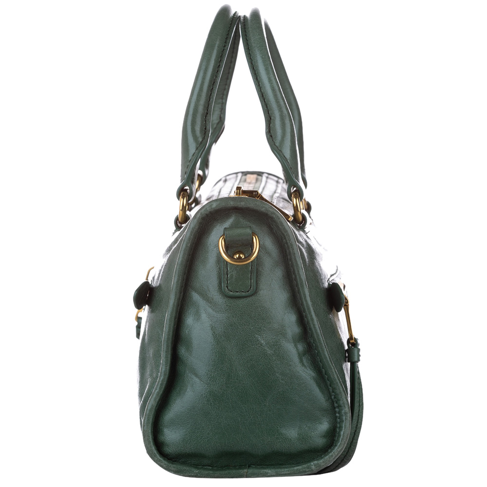 

Miu Miu Green Vitello Shine Leather Bauletto Satchel Bag