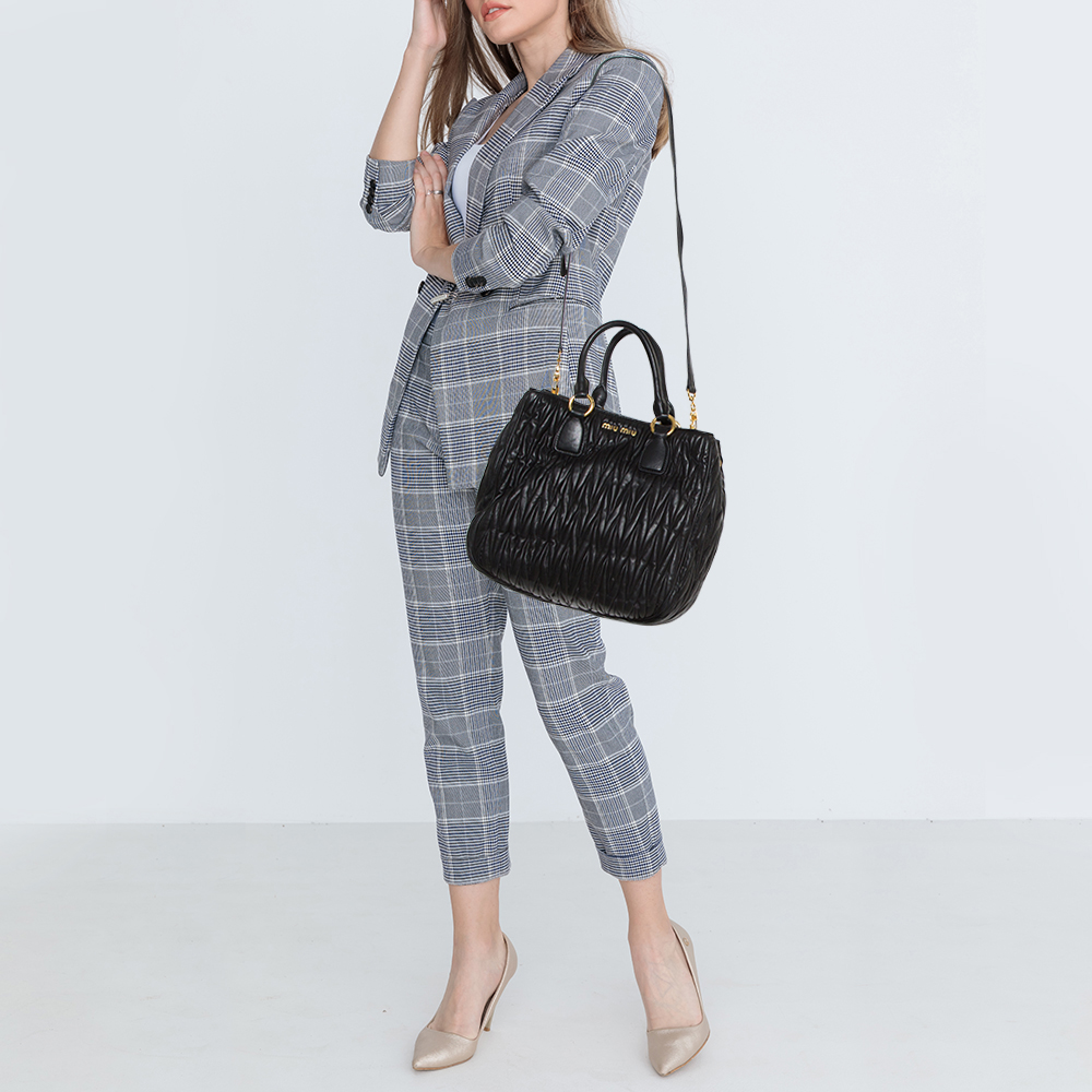 

Miu Miu Black Matelassé Leather Tote