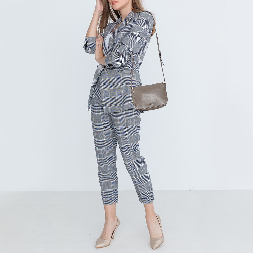 

Miu Miu Argilla Grey Leather Madras Crossbody Bag