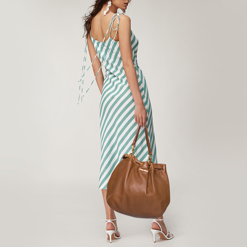 

Miu Miu Brown Leather Drawstring Bucket Bag