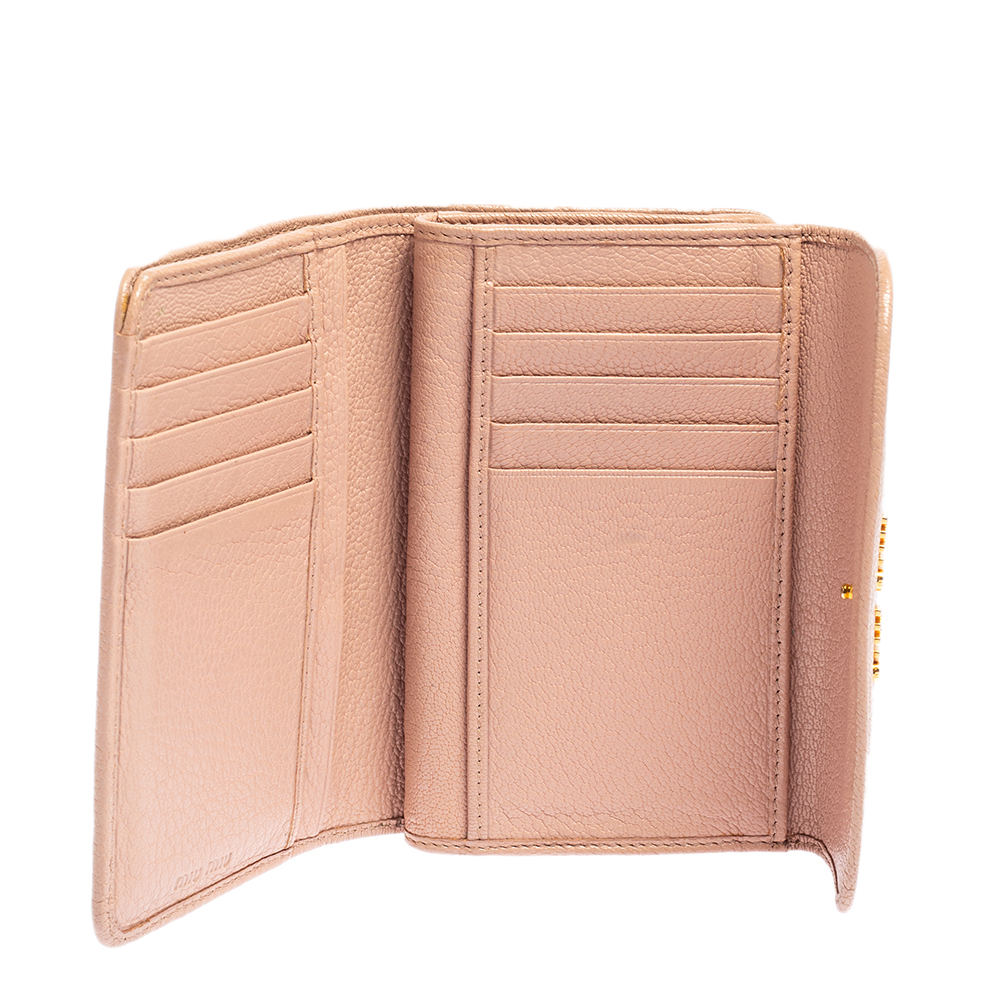 

Miu Miu Pink Madras Leather Compact Wallet