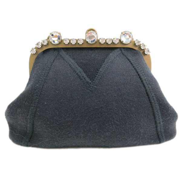 مملوكة مسبقًا Miu Miu Grey Jersey Clasp Clutch