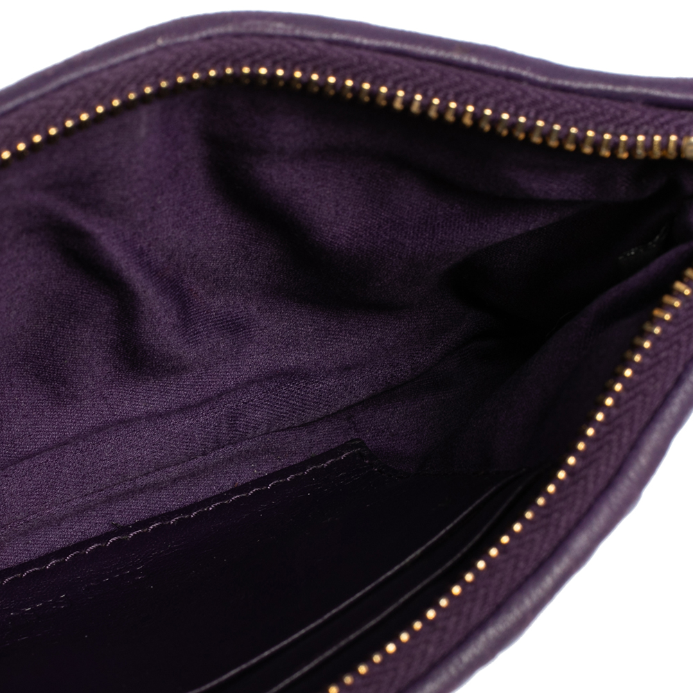 

Miu Miu Purple Matelassé Leather Zipper Pouch Wallet