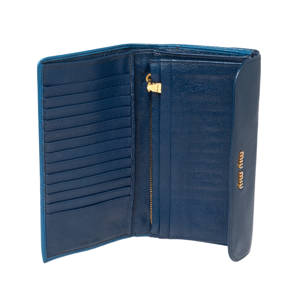 

Miu Miu Two Tone Blue Leather Flap Wallet