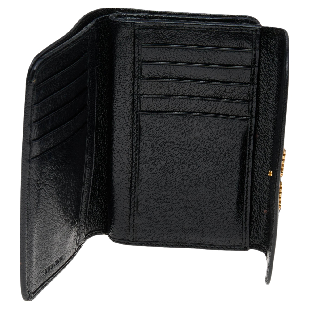 

Miu Miu Black Madras Leather Compact Wallet