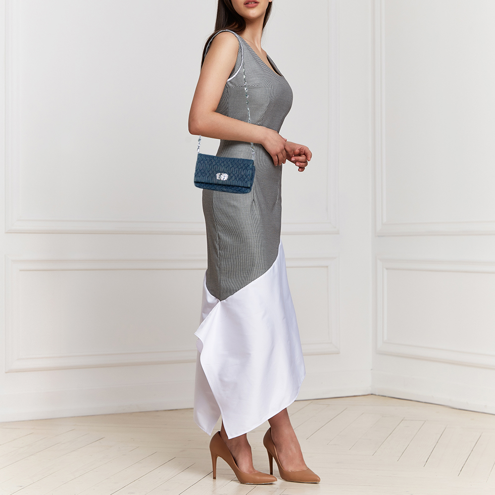 

Miu Miu Blue Denim Crystal Embellished Shoulder Bag