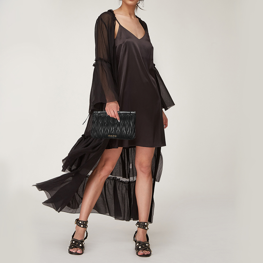 

Miu Miu Black Metalassé Leather Clutch
