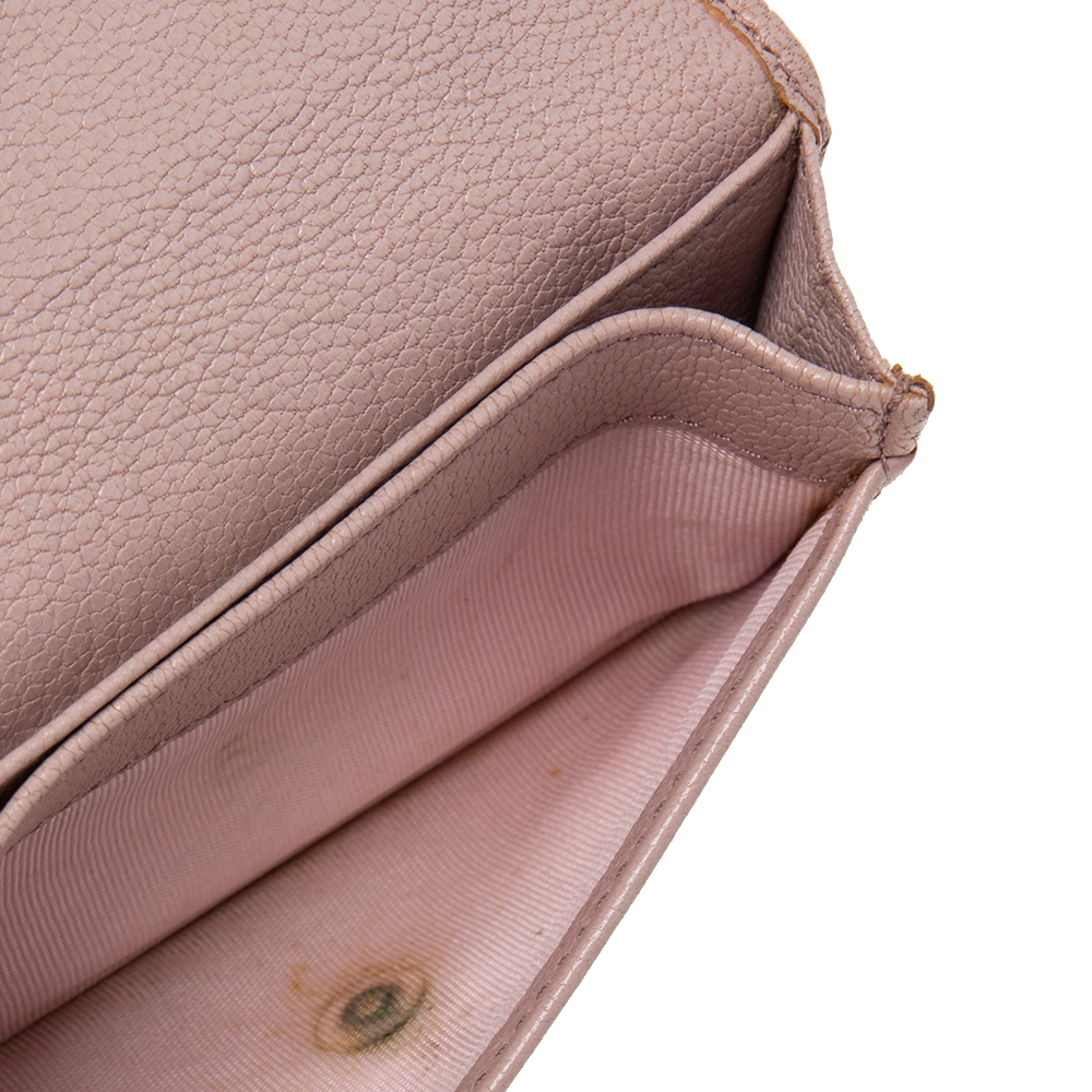 

Miu Miu Dusty Pink Leather Logo Flap Card Case