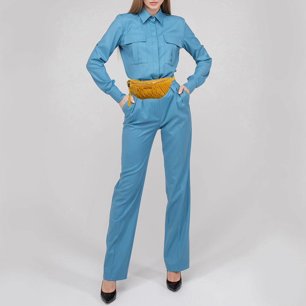 

Miu Miu Yellow Matelassé Velvet Belt Bag