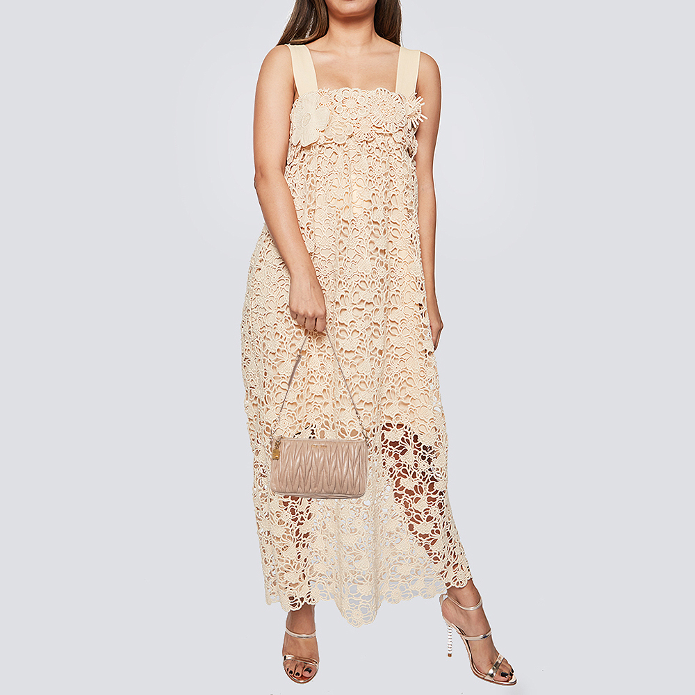 

Miu Miu Beige Matelasse Leather Shoulder Bag