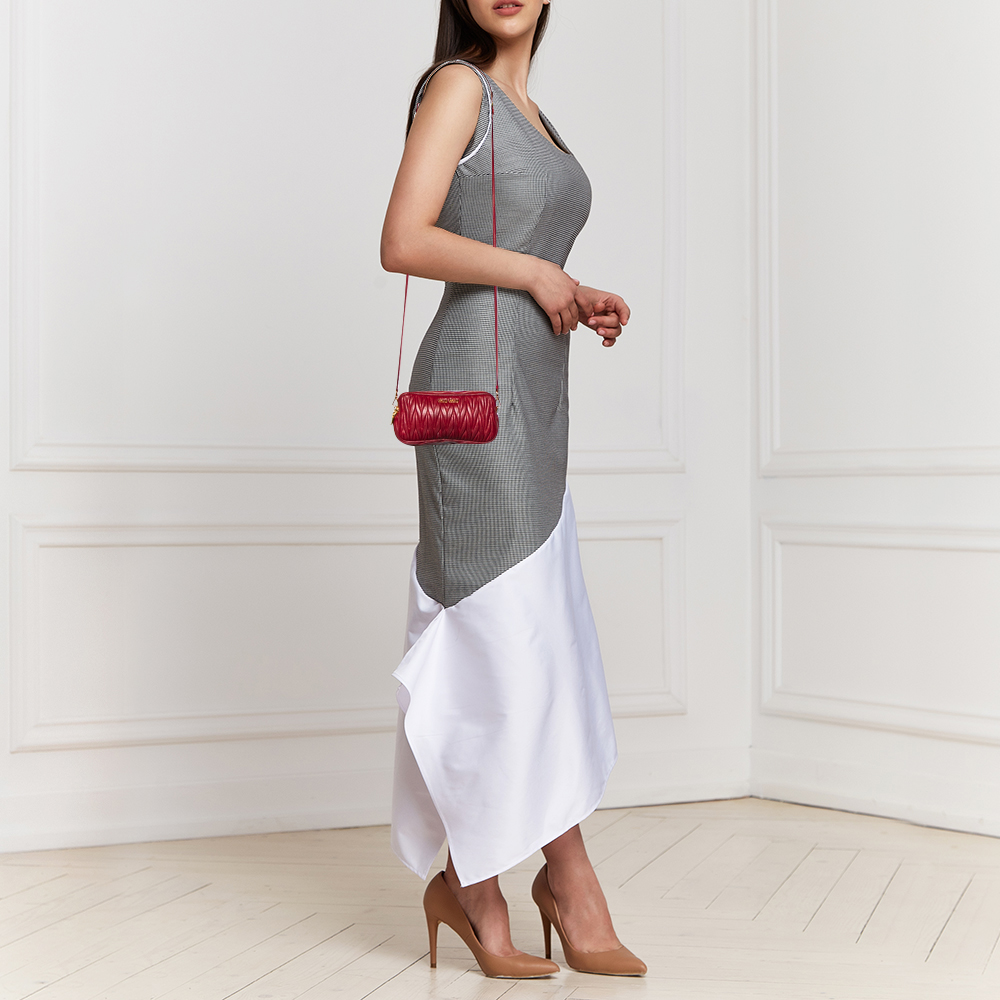 

Miu Miu Dark Red Matelassé Leather Crossbody Bag