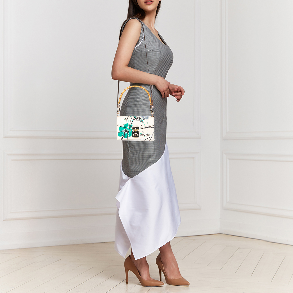 

Miu Miu Multicolor Printed Canvas Bamboo Handle Shoulder Bag
