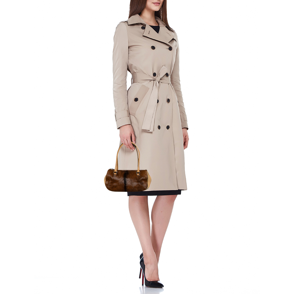 

Miu Miu Brown/Beige Fur and Fabric Satchel