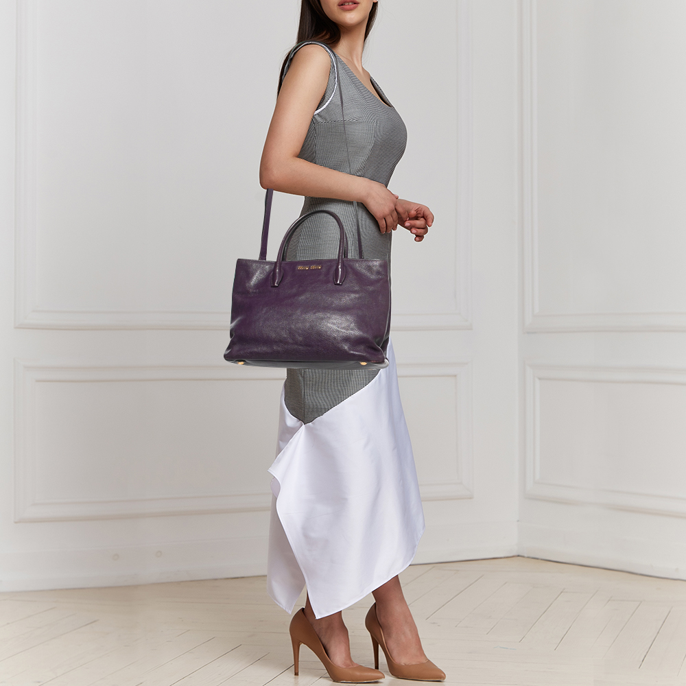 

Miu Miu Purple Madras Leather Tote