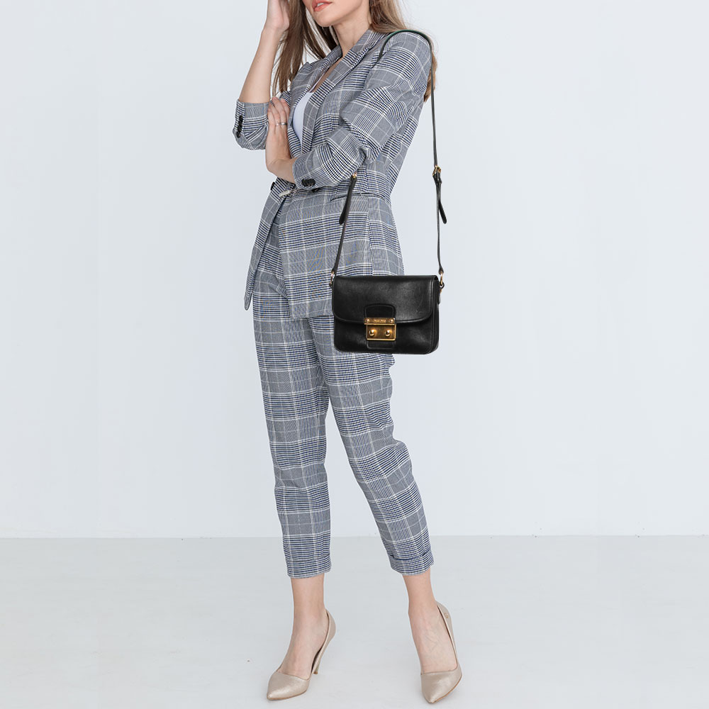 

Miu Miu Black Madras Leather Crossbody Bag