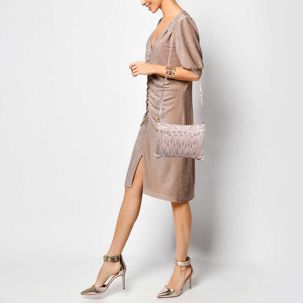 

Miu Miu Pink Matelassé Leather Crossbody Bag