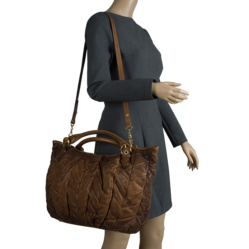 

Miu Miu Cammello Patchwork Leather Tote, Brown