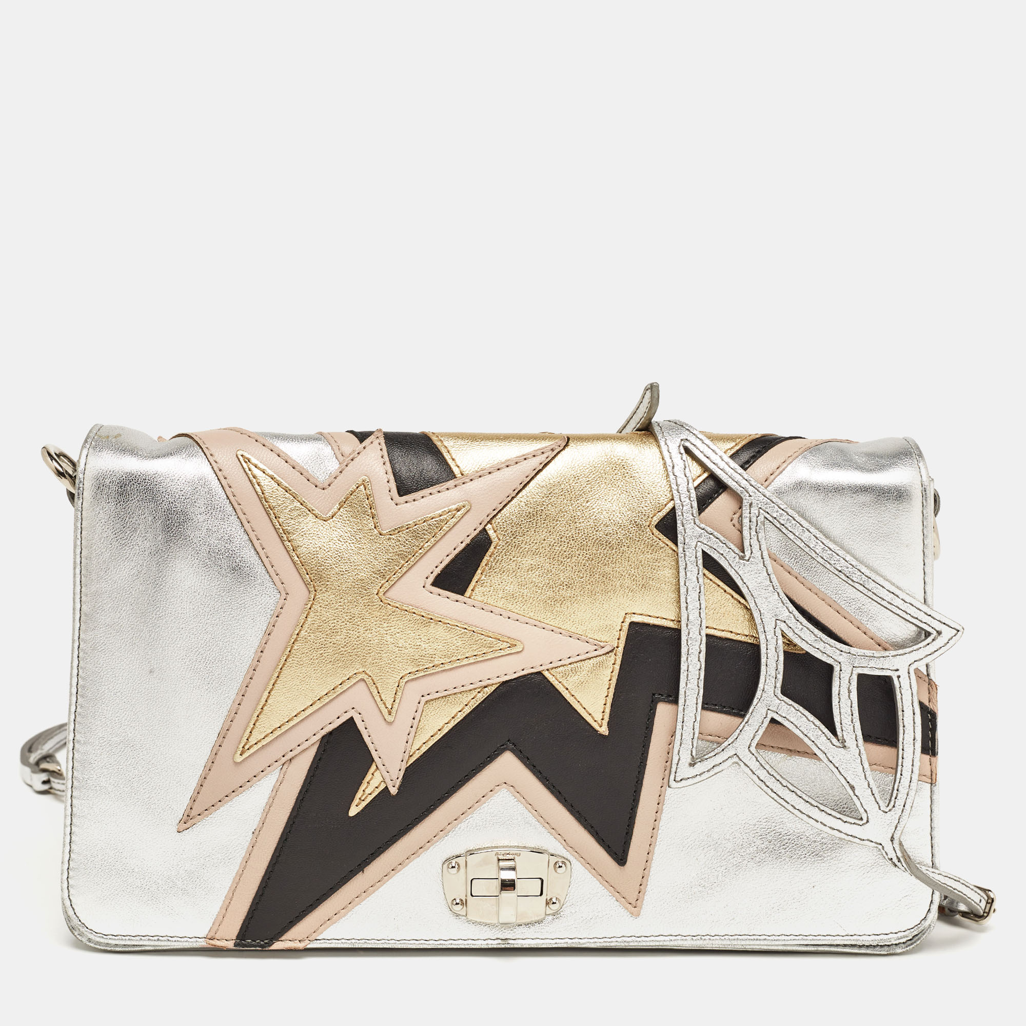 

Miu Miu Tricolor Leather Star Motif Diagonal Shoulder Bag, Multicolor