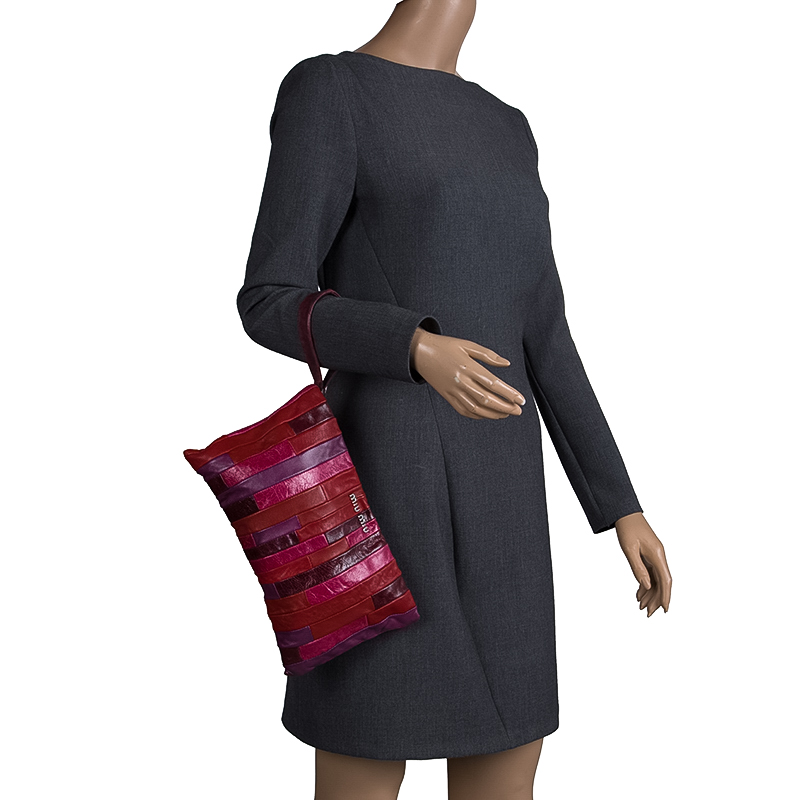 

Miu Miu Multicolor Patchwork Nappa Leather Wrislet Clutch