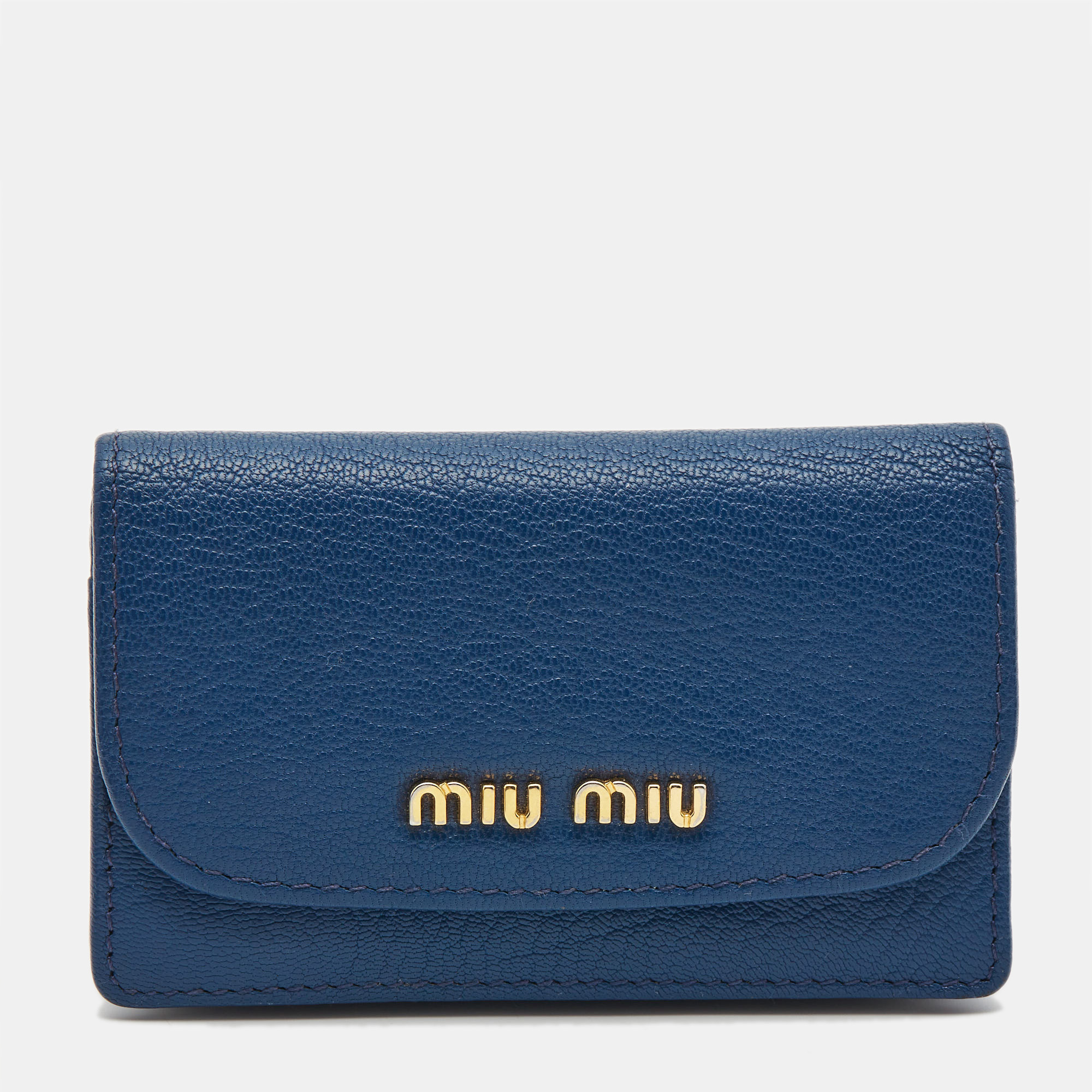 

Miu Miu Blue Leather Mini Flap Card Case