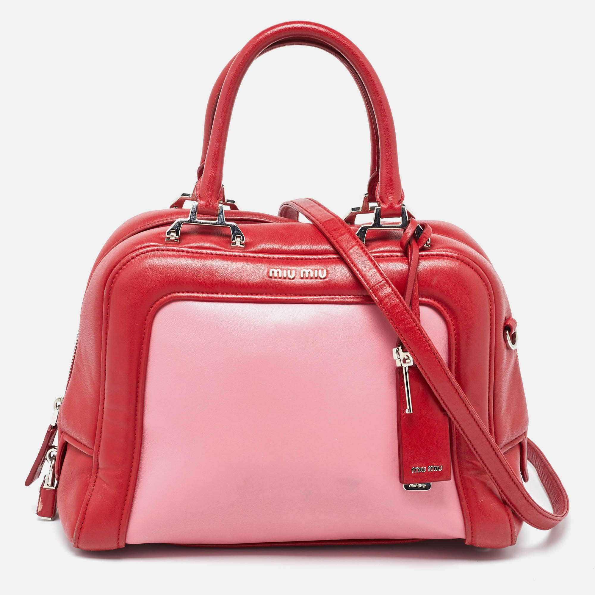 

Miu Miu Red/Pink Leather Zip Bag