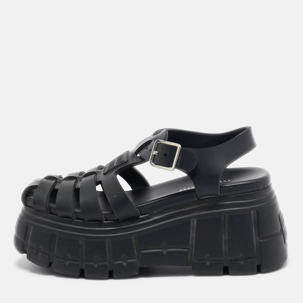 

Miu Miu Black Rubber Eva Platform Sandals Size