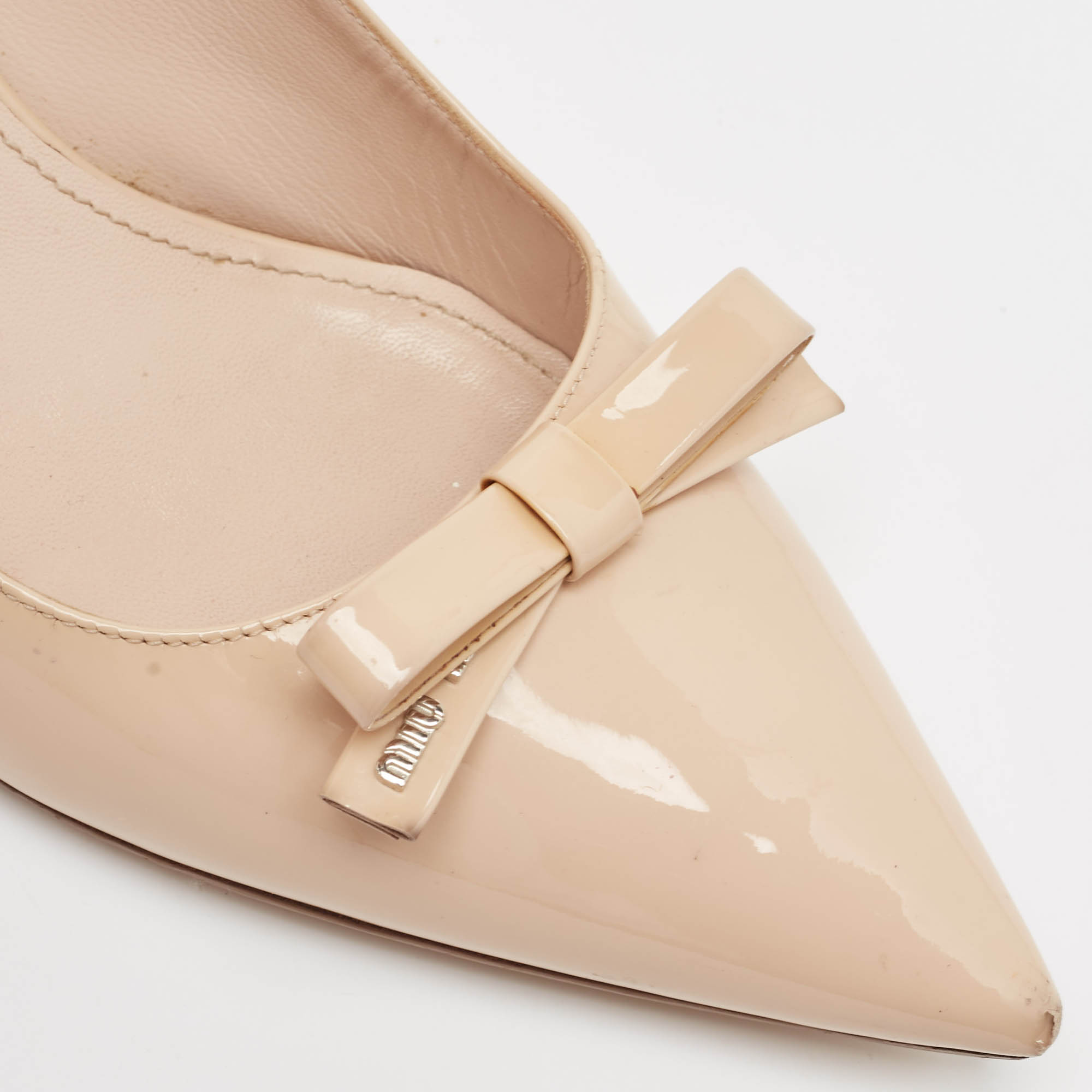 Miu Miu Beige Patent Leather Bow Pumps Size 40 