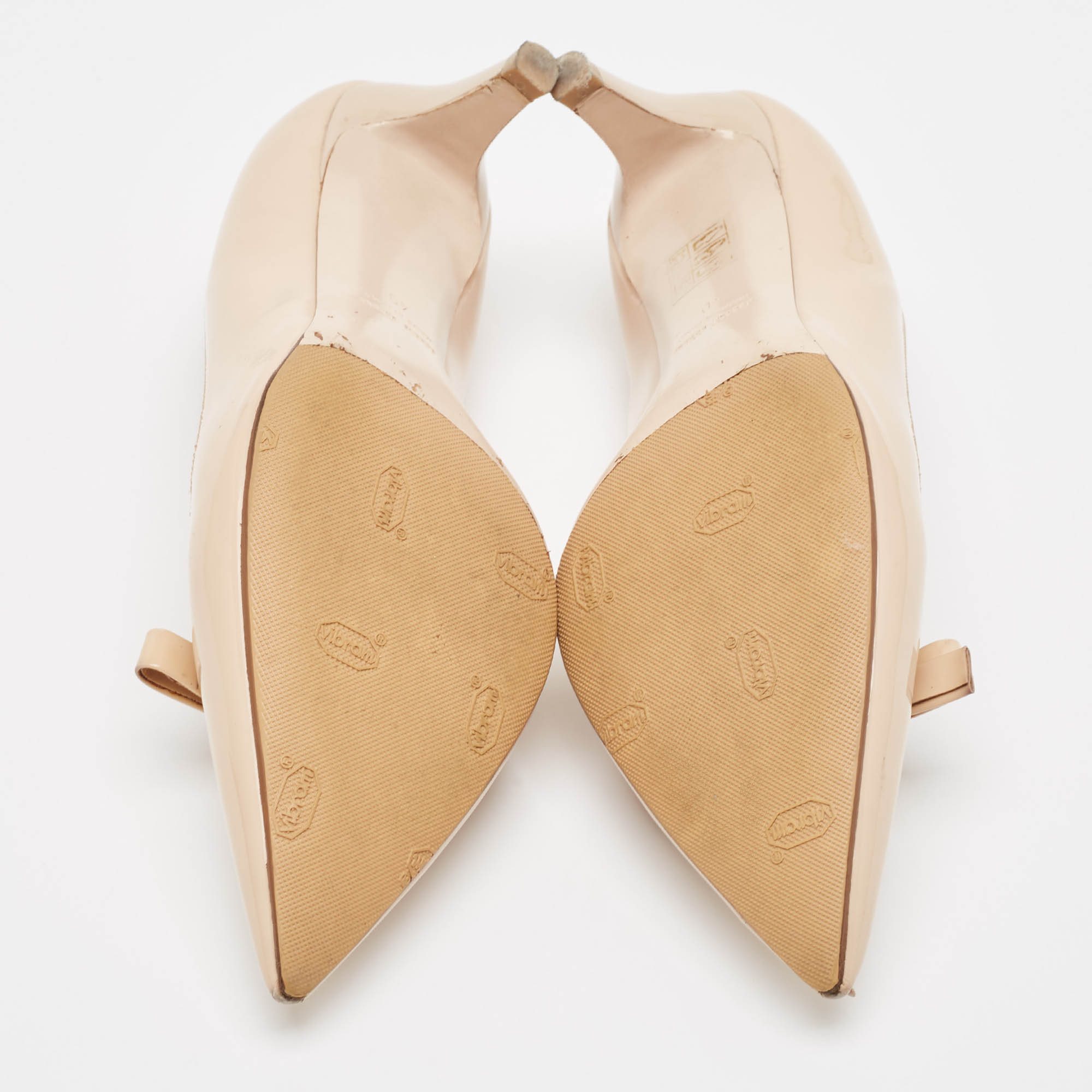 Miu Miu Beige Patent Leather Bow Pumps Size 40 
