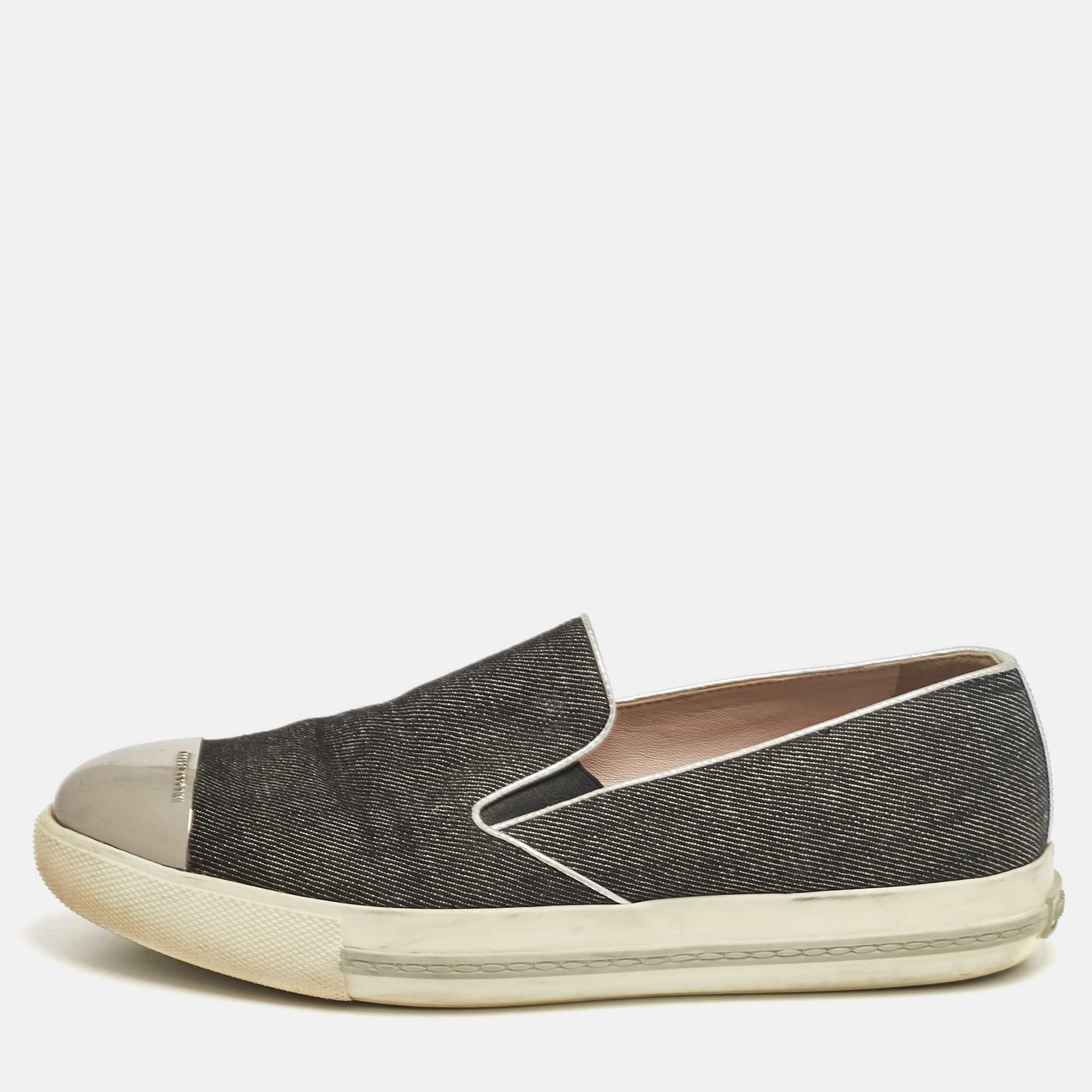 

Miu Miu Grey Denim Slip On Sneakers Size