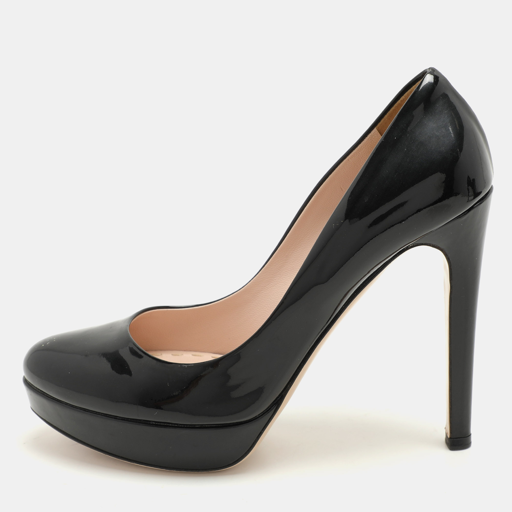 

Miu Miu Black Patent Leather Platform Pumps Size