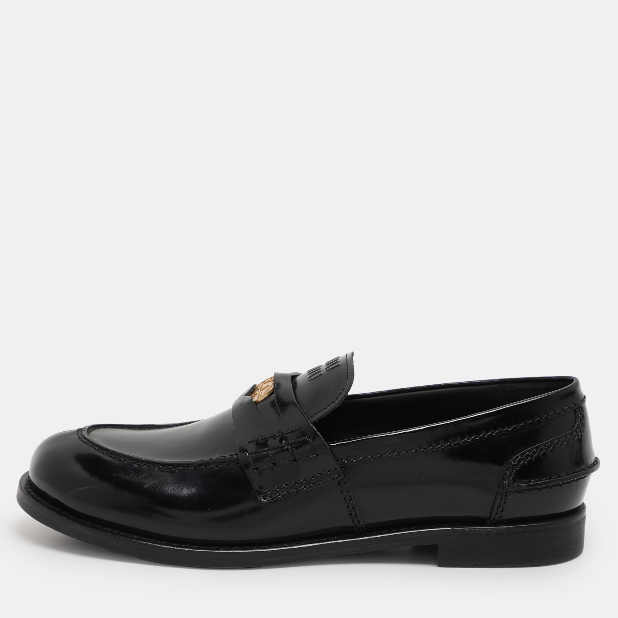 

Miu Miu Black Patent Leather Penny Loafers Size 41