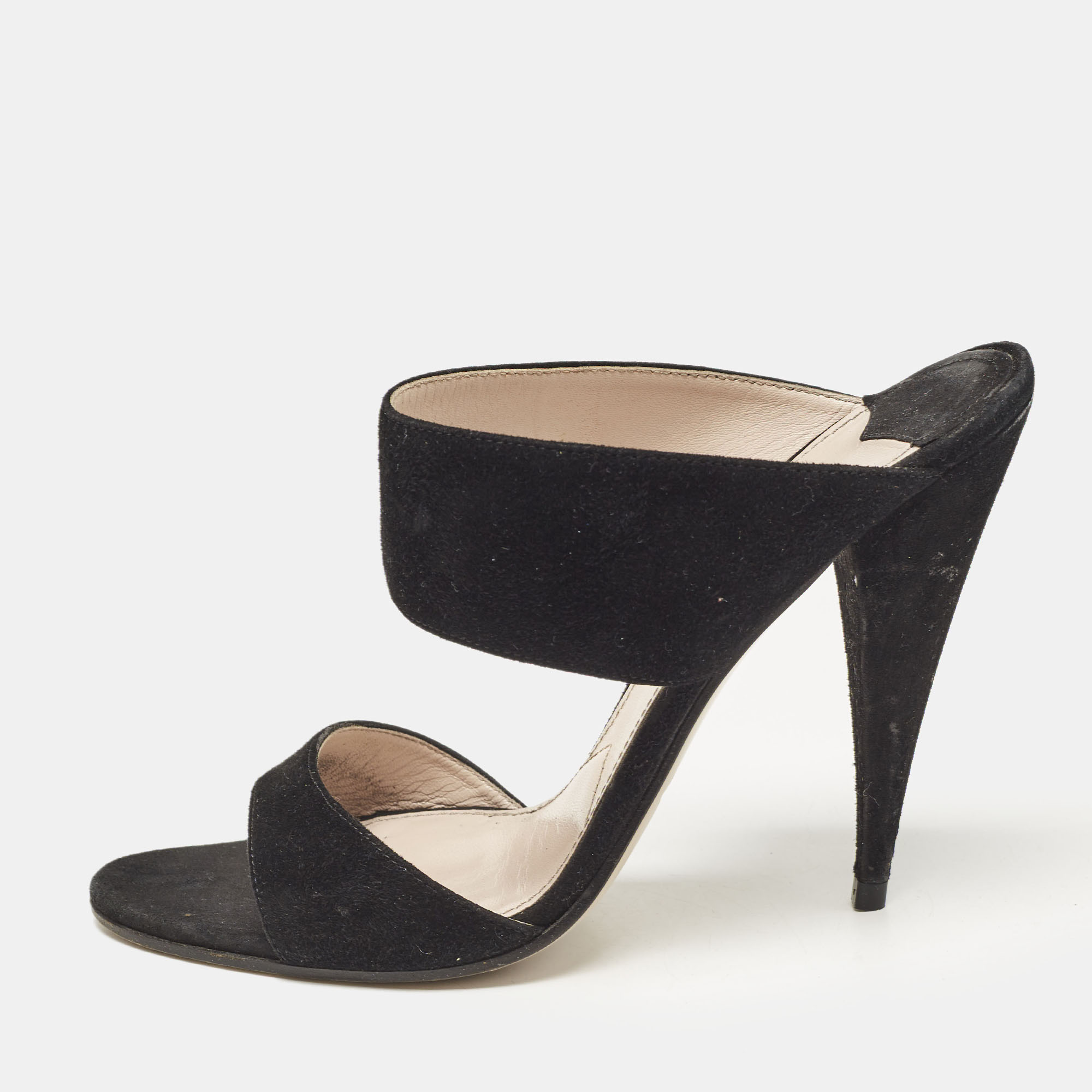 

Miu Miu Black Suede Banded Sandals Size