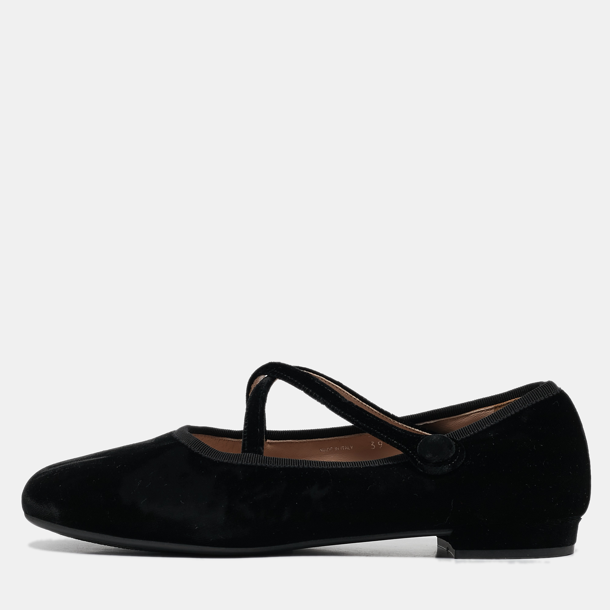 

Miu Miu Black Velvet Crisscross Strappy Ballet Flats Size