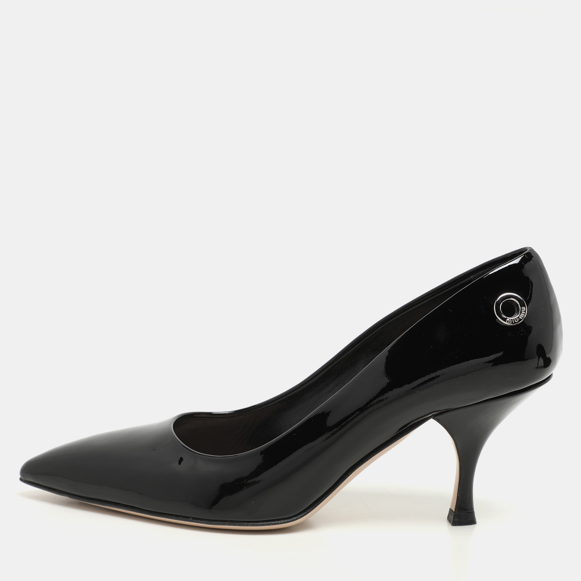 

Miu Miu Black Patent Leather Eyelet Pumps Size 36.5