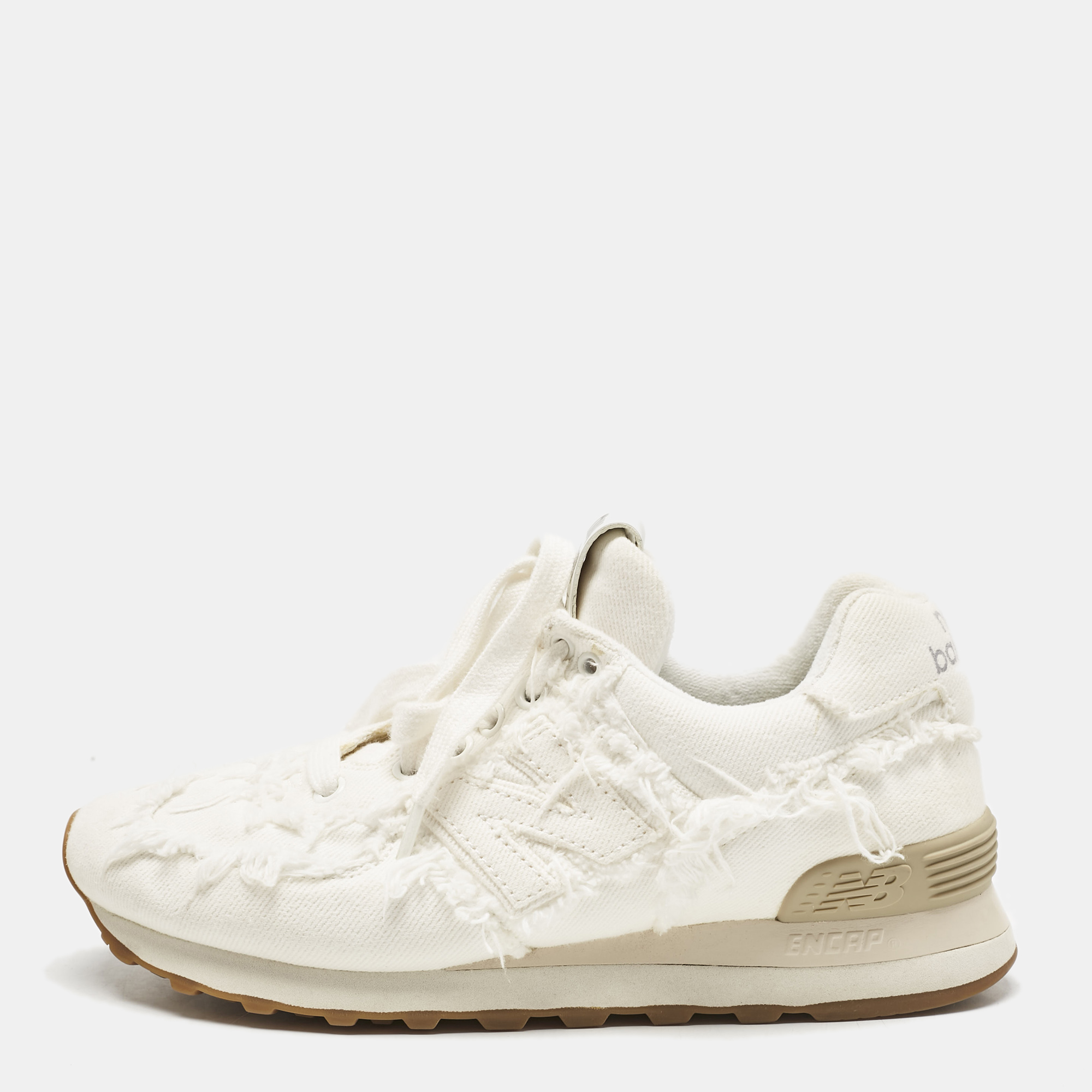 

Miu Miu x New Balance White Denim 574 Sneakers Size