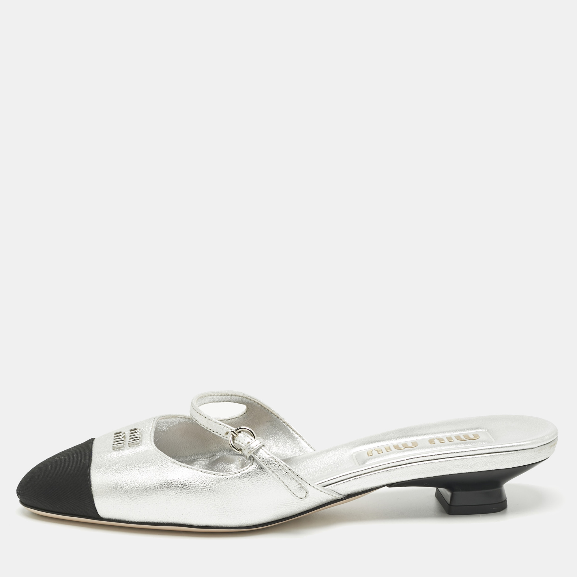 

Miu Miu Silver Leather Decollete Mules Size