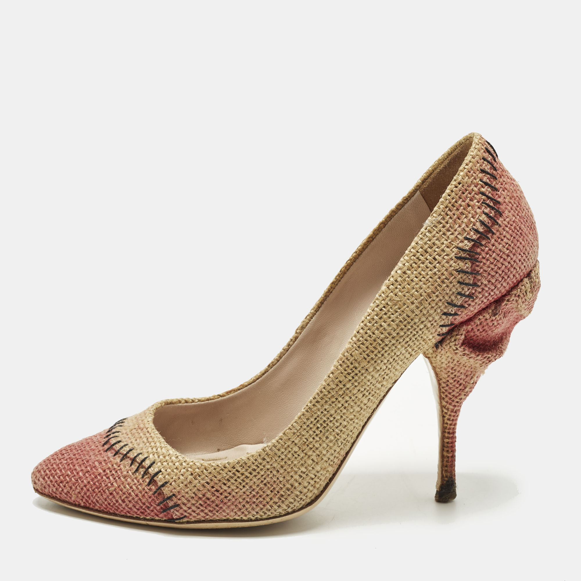 

Miu Miu Size  Brown Raffia Pumps