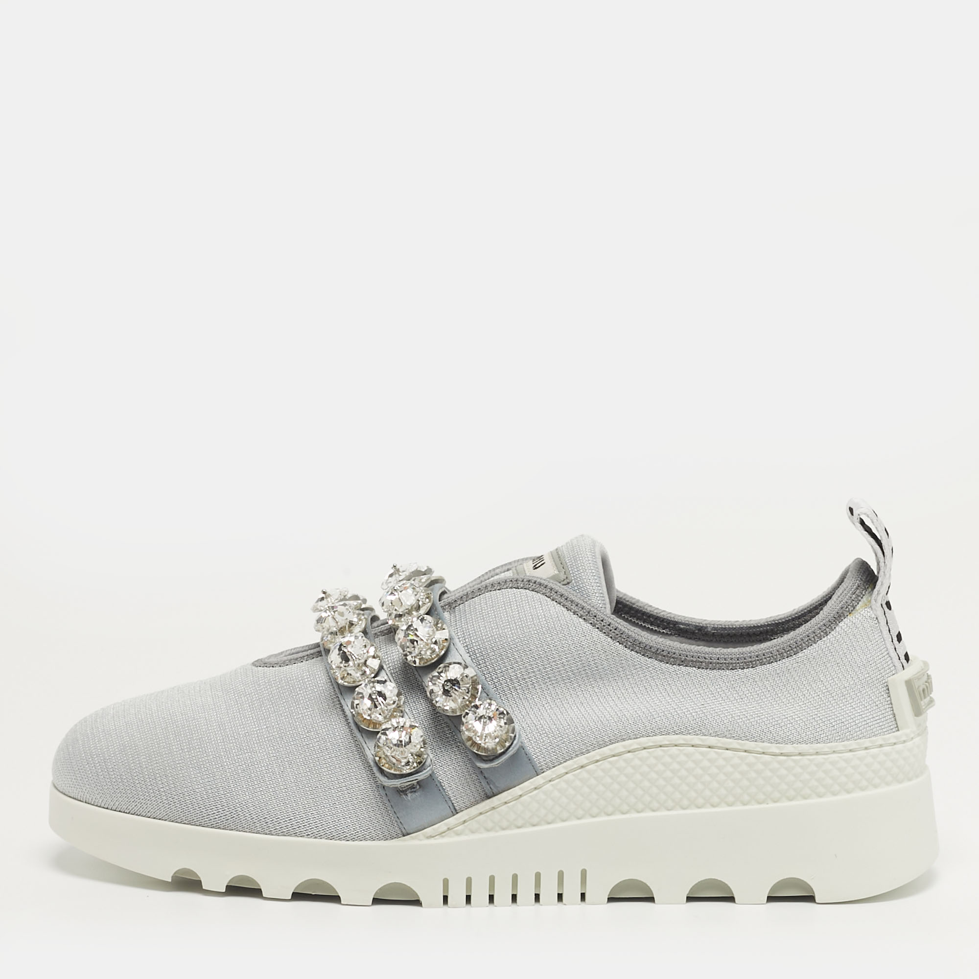 

Miu Miu Size  Blue Mesh Crystal Embellished Lace Up Sneakers