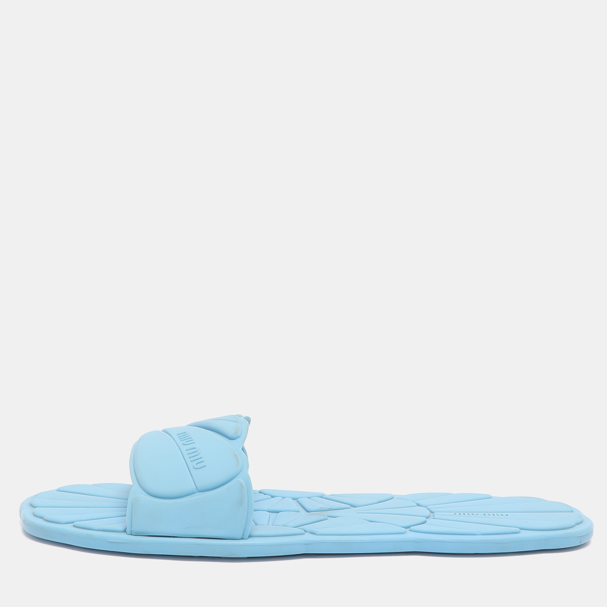 

Miu Miu Size 38 Light Blue Rubber Wavy Slippers
