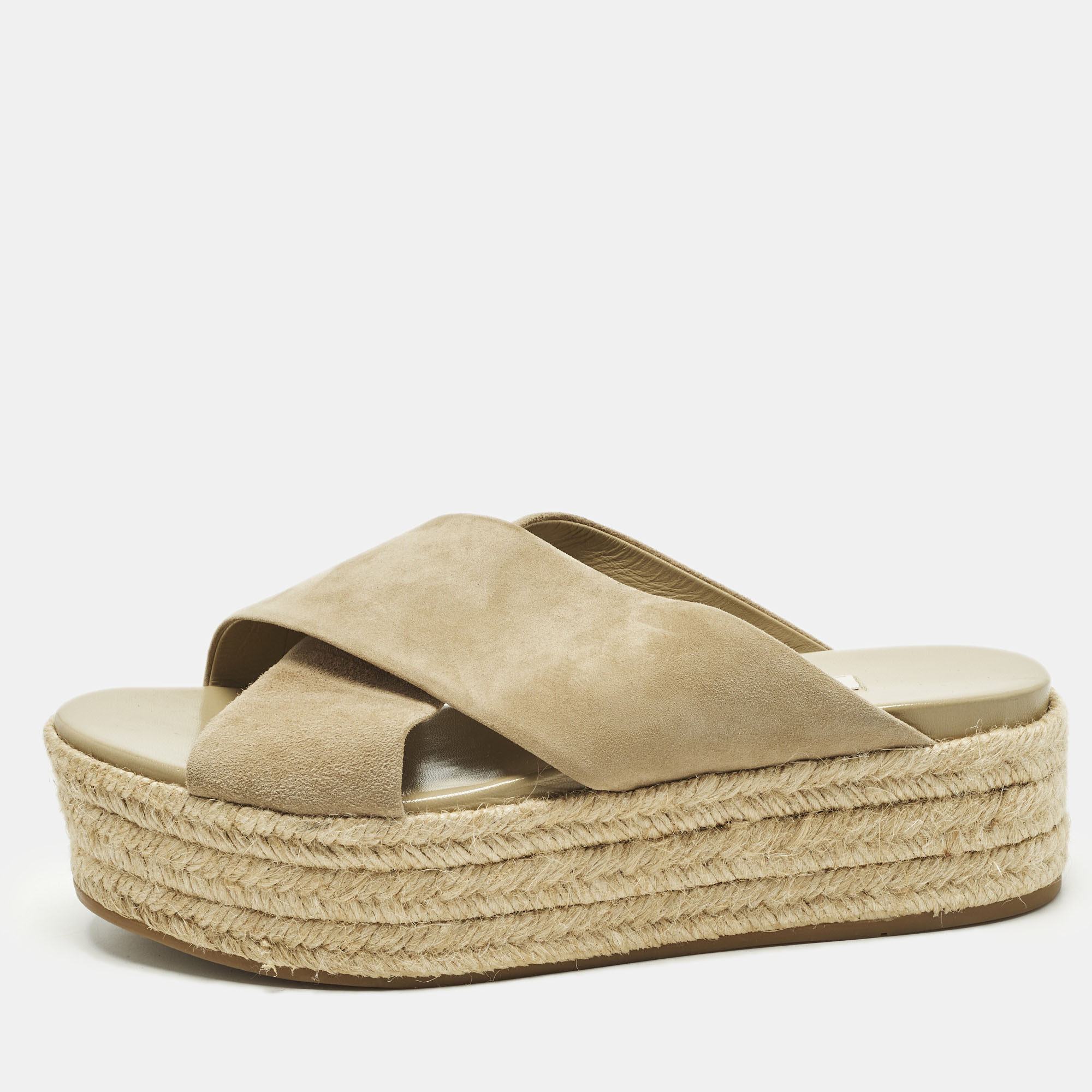 

Miu Miu Size  Beige Suede Platform Espadrille Sandals