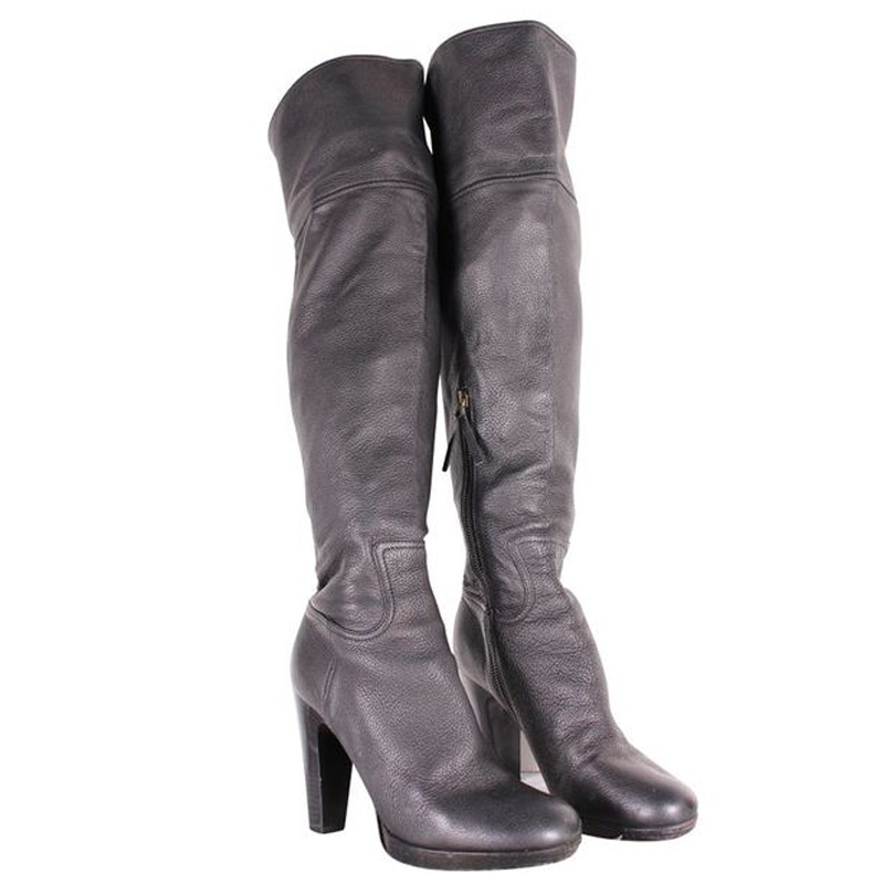 

Miu Miu Black Leather Thigh High Boots Size