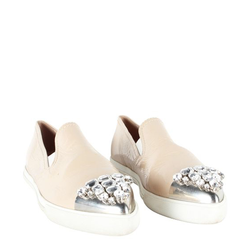 

Miu Miu Nude Leather Slip ons Size, Beige