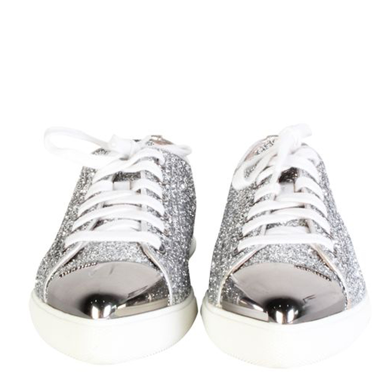 

Miu Miu Silver Glitter Canvas Sneaker Size