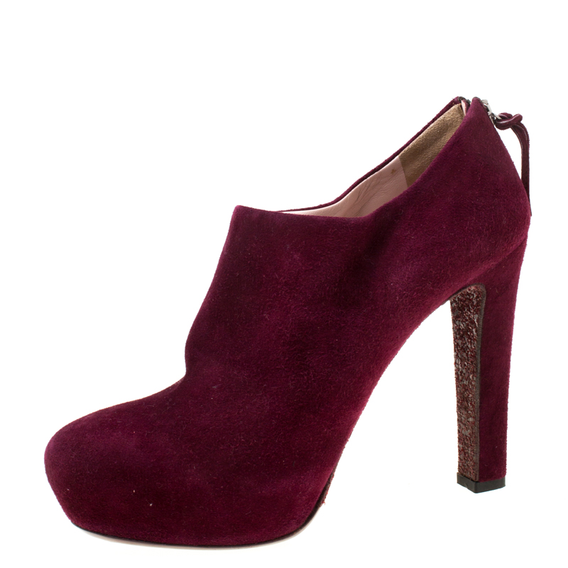 wine suede booties