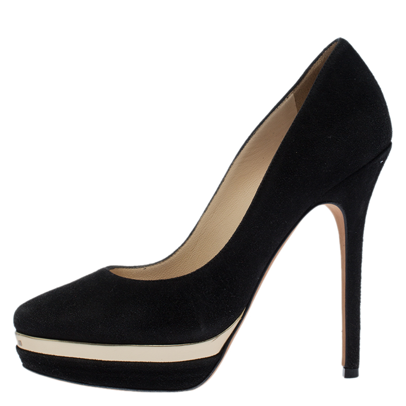 

Jimmy Choo Black Suede Cosmic Platform Pumps Size