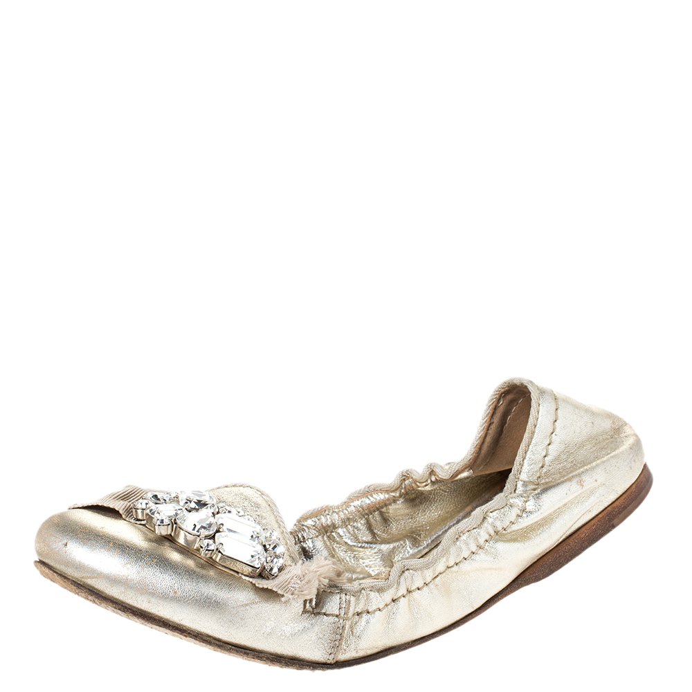 miu miu crystal ballet flats