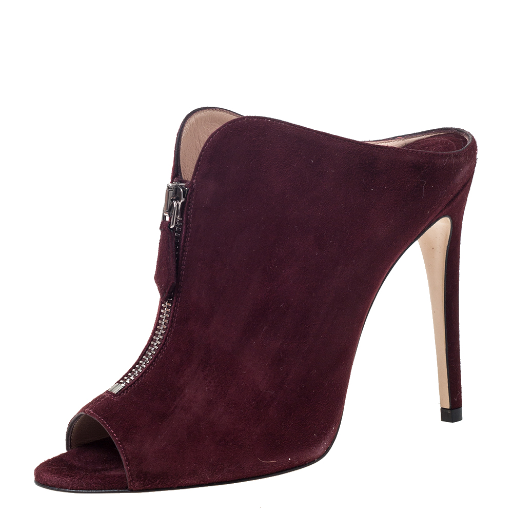 burgundy suede sandals
