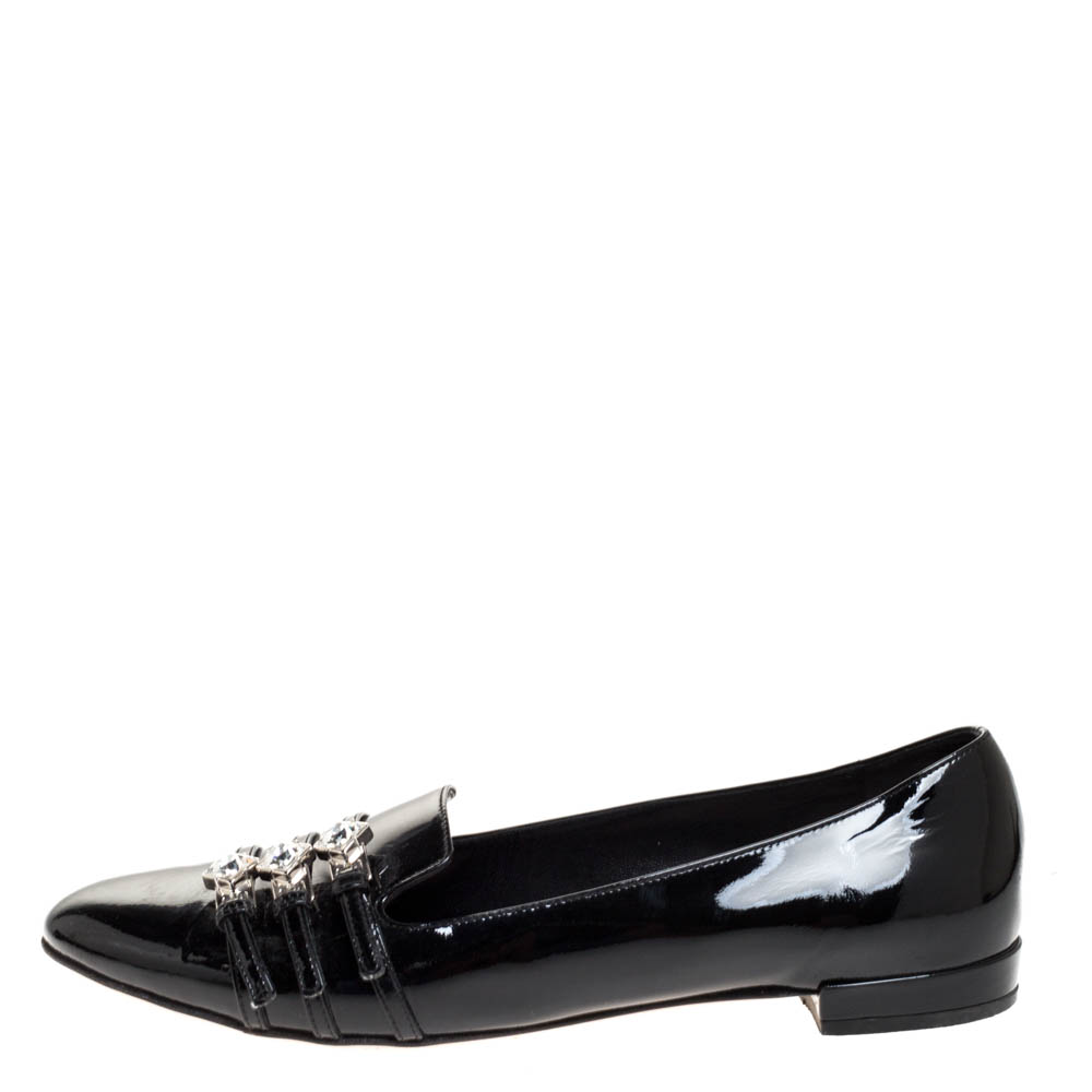 

Miu Miu Black Patent Leather Trio Buckle Embellished Ballet Flat Size